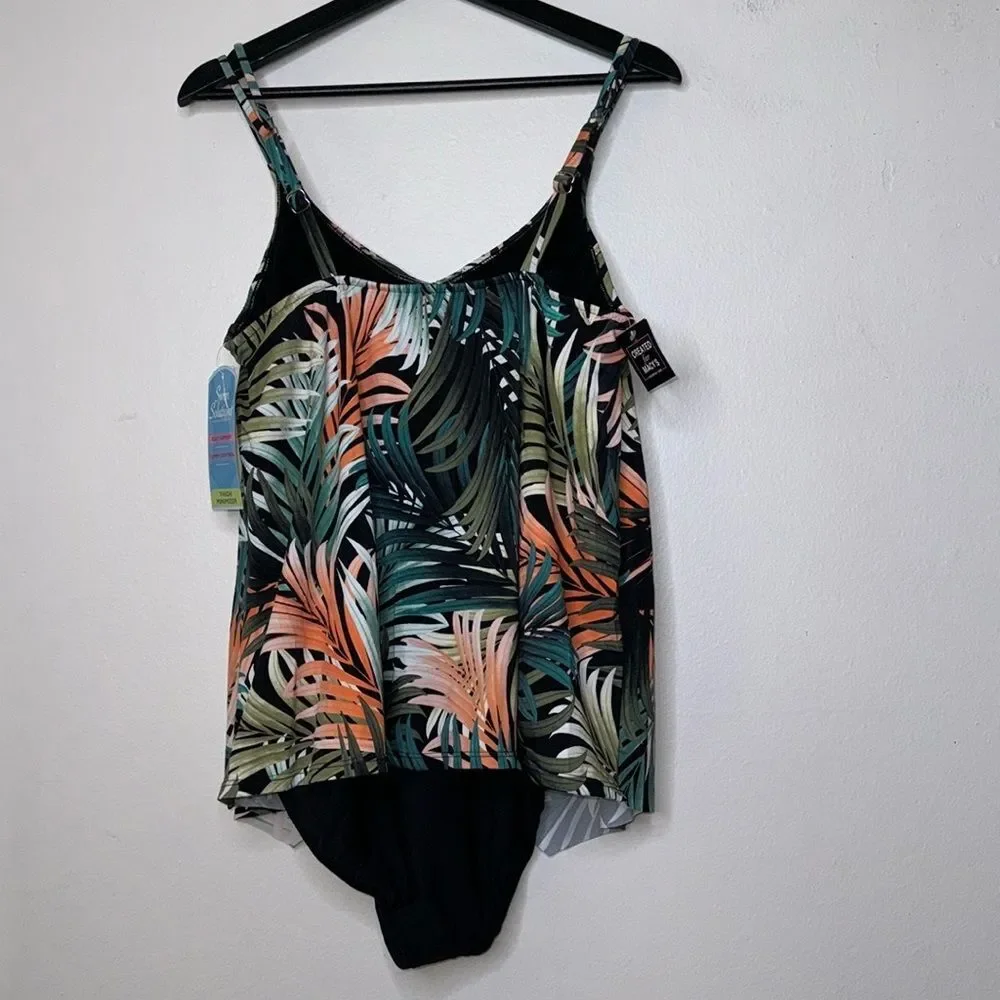 Swim Solutions Plus Size Tummy-Control Handkerchief
One-Piece Fauxkini Swimsuit - Picture 3 of 11